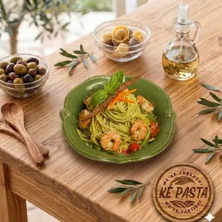 Spaghetti Al Pesto Con Gambas