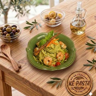 Spaghetti Al Pesto Con Gambas