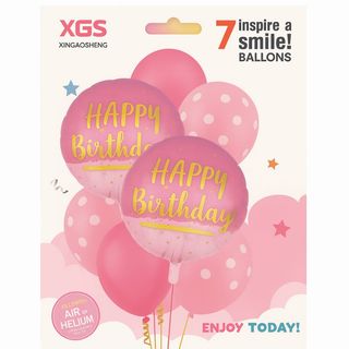 Set de Ballons d'Anniversaire Rose – 7 Pièces Élégantes