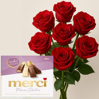 6 fleur avec chocolat merci