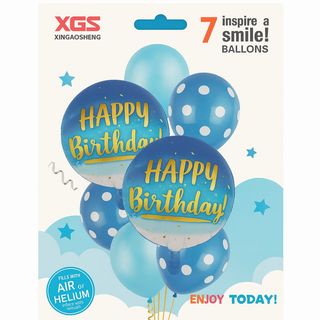 Pack de Ballons Anniversaire Bleu – 7 Pièces