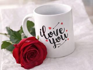 Mug « I Love You » avec Rose – Cadeau de Saint-Valentin