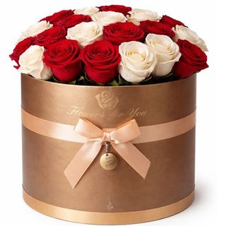 Boîte de roses luxueuse grande taille dorée