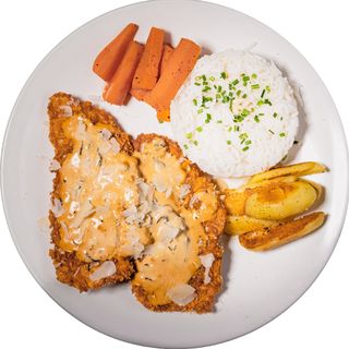 Milanaise au parmesan et sauce champignons