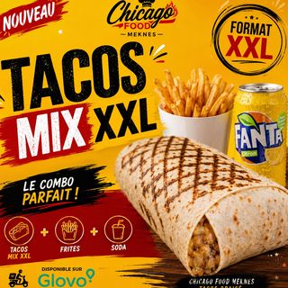 Tacos Xxl mixte + Frite + soda au choix