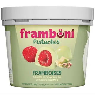Framboni Pistachio - Framboises enrobées de Chocolat Pistache