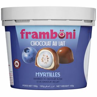 Framboni Myrtilles - Enrobées de Chocolat au Lait et Blanc
