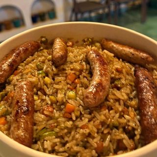 Fried rice with Merguez and vegetables 