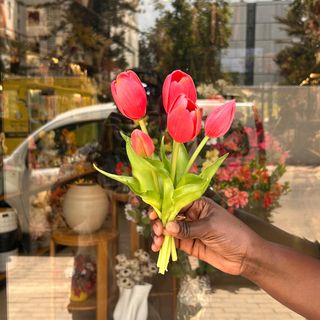 Tulipes Rose Framboise De 5 tiges Artificielle