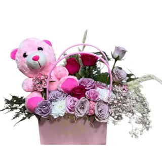 Sac des fleurs rose et blanc f24