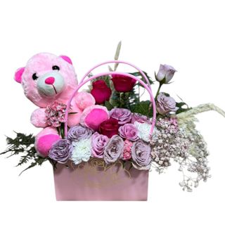 Sac des fleurs rose et blanc f24