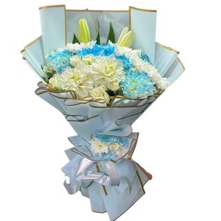 Bouquet bleu ciel et blanc f35