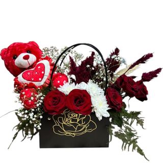 Sac des fleurs rouge et blanc f 50