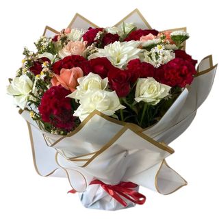 Bouquet bleu ciel  et blanc f35