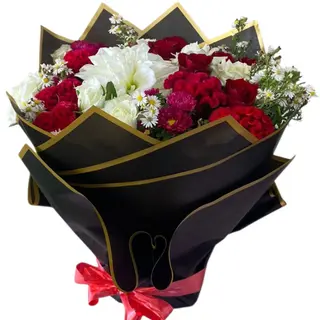Bouquet de fleur rouge et blanc f25