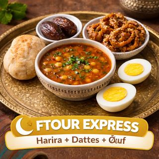 Ftour Express – Harira + Dattes + Œuf + Chebakia