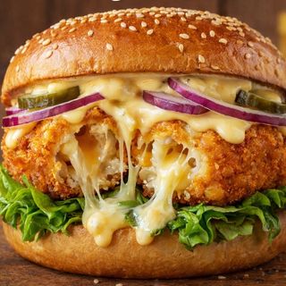 Crispy Cheese Corn Bites Burger