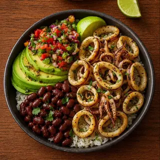 Grilled calamari rice bowl