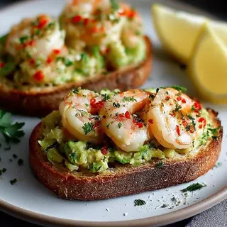 Toast avocado shrimp