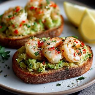 Toast avocado shrimp