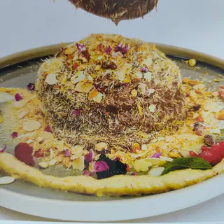 Pancake au konafa et chocolat noir fondu