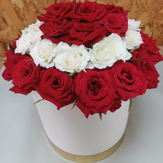 Box blanc roses rouges et blanc