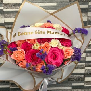 Grand bouquet avec écriture 