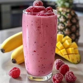 Smoothie framboise banane & ananas