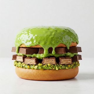 Sweet burger nutella kitkat & sauce pistache