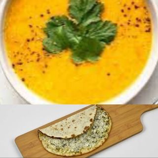 كومبو شوربة عدس بالكريما+ ميني مناقيش بالجبن والزعتر 