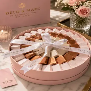 Coffret Rond de Chocolat Belge Signature – DÉCO & MARC (Rose)