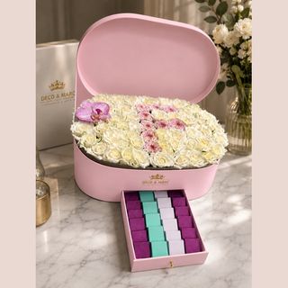 Coffret Floral Personnalisé & 310g Chocolat Belge