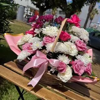 Panier Des Fleurs – Rose & Blanc