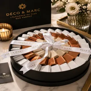 Coffret Rond de Chocolat Belge Signature – DÉCO & MARC (Noir)