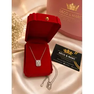 Collier en Argent – Pendentif Rectangle Vintage Zircon