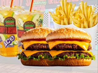Menu Duo Double Cheese: 2 Double Cheese + 2 Frite + 2 Boisson