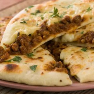 Keema and cheese naan