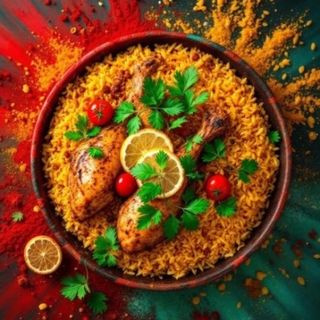 رز سپايسي حار مع قطعتين پيلون دجاج بالفرن  (2 pilon)