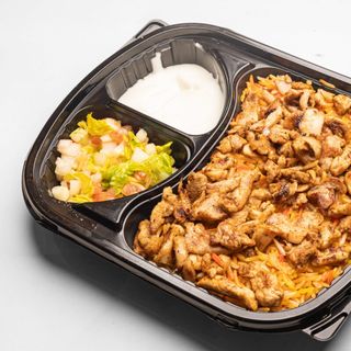 طبق ارز بسمتي مع شاورما لحم