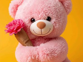 Nounours beige avec 2 roses