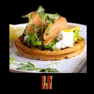 Salmon and Guacamole Waffle