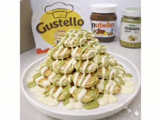 Mini pancakes kunafa chocolat blanc