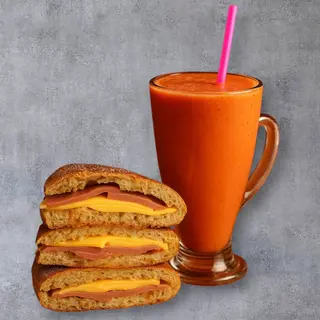 Jus de fraise +mhiricha fromage rouge et luncheon