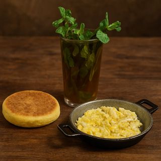 Mkila omelette + Harcha + Thé