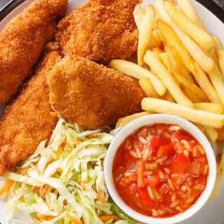 Poulet pané + frites 