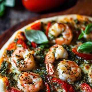 Crevettes grises et fillet de poisson Pizza