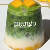 Matcha mango ice latte