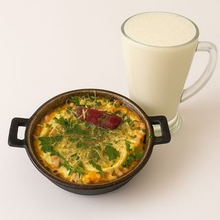 Mkila crevettes + Jus de Banane