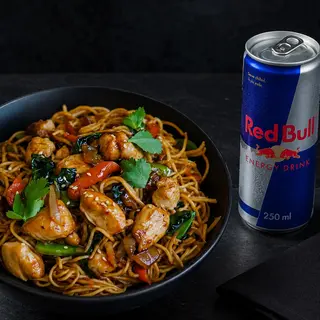 Nouilles Poulet + 6 pes cranchi+ red bull