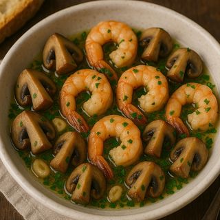 Gambas y Champiñones Al ajillo